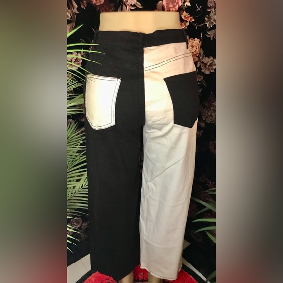NWT Current Mood Love Sick Two Tone Wide Leg High Waist Cropped Jeans Sz Small - Picture 2 of 3